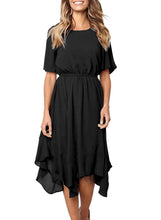 Load image into Gallery viewer, Chiffon Irregular Hem Short Sleeve Pleated Dress
