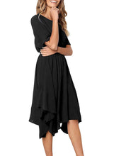 Load image into Gallery viewer, Chiffon Irregular Hem Short Sleeve Pleated Dress