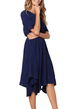 Load image into Gallery viewer, Chiffon Irregular Hem Short Sleeve Pleated Dress