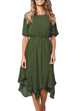 Load image into Gallery viewer, Chiffon Irregular Hem Short Sleeve Pleated Dress
