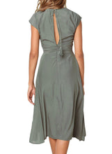 Load image into Gallery viewer, Chic V Neckline Buttons Design Midi Dress