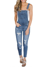 Load image into Gallery viewer, Wash Distressed Jeans Overalls