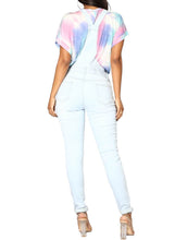 Load image into Gallery viewer, Wash Knee Slit Denim Overalls