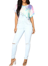 Load image into Gallery viewer, Wash Knee Slit Denim Overalls