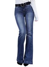 Load image into Gallery viewer, Blue Pocket Trumpet Flare Jeans