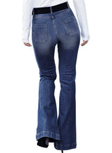Load image into Gallery viewer, Blue Pocket Trumpet Flare Jeans