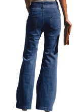 Load image into Gallery viewer, Blue Wash Sash Tie Wide Leg Denim Pants