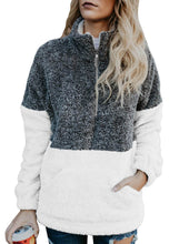 Load image into Gallery viewer, White Zip Neck OverColor Fluffy Fleece Pullover