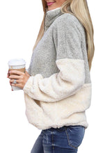 Load image into Gallery viewer, White Zip Neck OverColor Fluffy Fleece Pullover