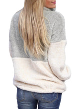 Load image into Gallery viewer, White Zip Neck OverColor Fluffy Fleece Pullover