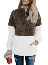 Load image into Gallery viewer, White Zip Neck OverColor Fluffy Fleece Pullover