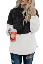 Load image into Gallery viewer, White Zip Neck OverColor Fluffy Fleece Pullover