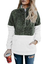 Load image into Gallery viewer, White Zip Neck OverColor Fluffy Fleece Pullover