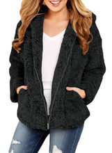 Load image into Gallery viewer, Zip Down Furry Hooded Jacket