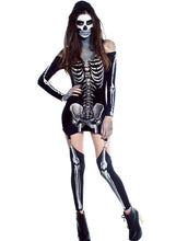 Load image into Gallery viewer, X-rayed Halloween Off-shoulder Skeleton Dress Costume