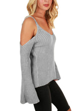 Load image into Gallery viewer, Cold Shoulder Bell Sleeve Sweater