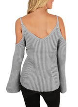 Load image into Gallery viewer, Cold Shoulder Bell Sleeve Sweater