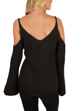 Load image into Gallery viewer, Cold Shoulder Bell Sleeve Sweater