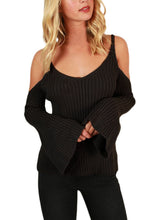 Load image into Gallery viewer, Cold Shoulder Bell Sleeve Sweater