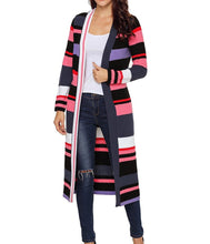 Load image into Gallery viewer, Striped Colorblock Open Front Long Cardigan