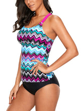 Load image into Gallery viewer, Zigzag Print Y Back Tankini Top