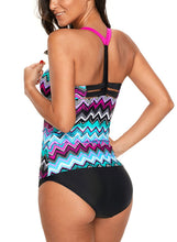 Load image into Gallery viewer, Zigzag Print Y Back Tankini Top