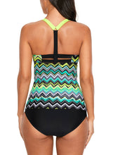 Load image into Gallery viewer, Zigzag Print Y Back Tankini Top