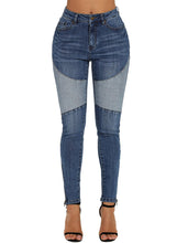 Load image into Gallery viewer, Blue Retro Patch Front Ankle Zipped Jeans