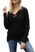 Load image into Gallery viewer, Buttoned Sweetheart Neck Cable Knit Sweater