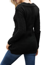 Load image into Gallery viewer, Buttoned Sweetheart Neck Cable Knit Sweater