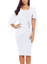 Load image into Gallery viewer, Waist Pleats Rhinestone Detail Midi Dress