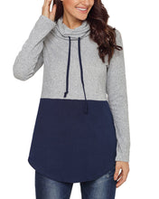 Load image into Gallery viewer, Colorblock Drawstring Cowl Neck Sweatshirt