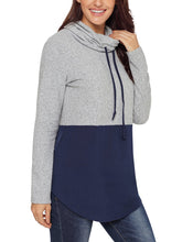Load image into Gallery viewer, Colorblock Drawstring Cowl Neck Sweatshirt