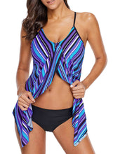 Load image into Gallery viewer, Striped Flyaway Drape Tankini Top