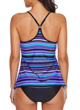 Load image into Gallery viewer, Striped Flyaway Drape Tankini Top