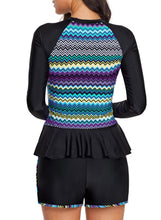Load image into Gallery viewer, Zigzag Accent Rashguard Swimsuits