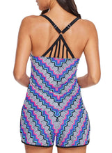 Load image into Gallery viewer, Zigzag Print V Neck 2pcs Tankini Set