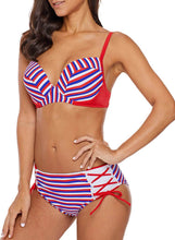 Load image into Gallery viewer, Striped Lace Up 2pcs Bikini Swimsuit