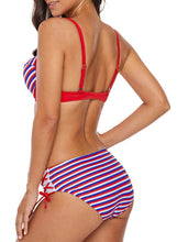 Load image into Gallery viewer, Striped Lace Up 2pcs Bikini Swimsuit