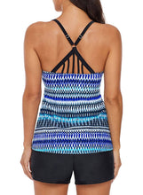 Load image into Gallery viewer, Crisscross and Strappy Detail Printed Tankini Top
