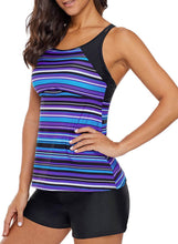Load image into Gallery viewer, Striped Strappy Tankini Top