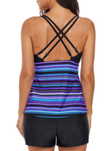 Load image into Gallery viewer, Striped Strappy Tankini Top