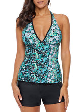 Load image into Gallery viewer, Floral V-Neck Halter Tankini Swim Top