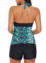 Load image into Gallery viewer, Floral V-Neck Halter Tankini Swim Top