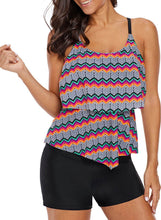 Load image into Gallery viewer, Zigzag Ruffled Layered Tankini Top