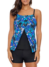 Load image into Gallery viewer, Blue Forest Chic Strappy Back Flyaway Tankini Top