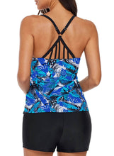 Load image into Gallery viewer, Blue Forest Chic Strappy Back Flyaway Tankini Top