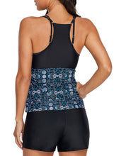 Load image into Gallery viewer, Vintage Floral Print Racerback Tankini Top