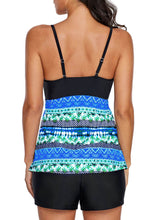 Load image into Gallery viewer, Blue Green Beach Holiday Tankini Swim Top
