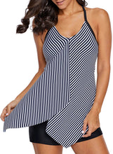 Load image into Gallery viewer, Striped Flyaway Drape Tankini Top